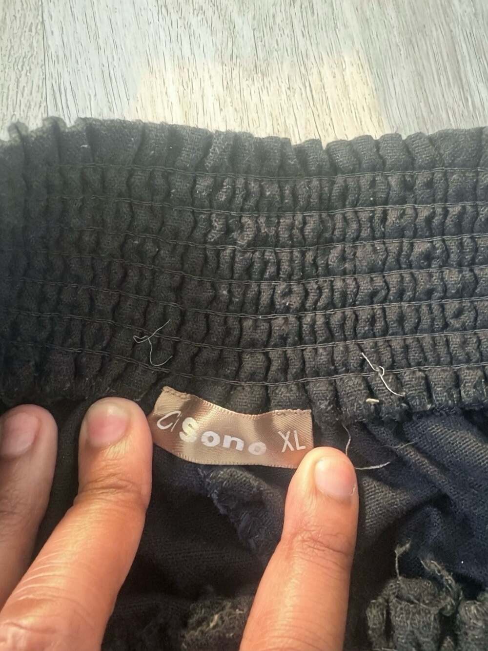 Cisono Black Wide Leg Smocked Waist Sweatpants Size XL - Picture 3 of 3